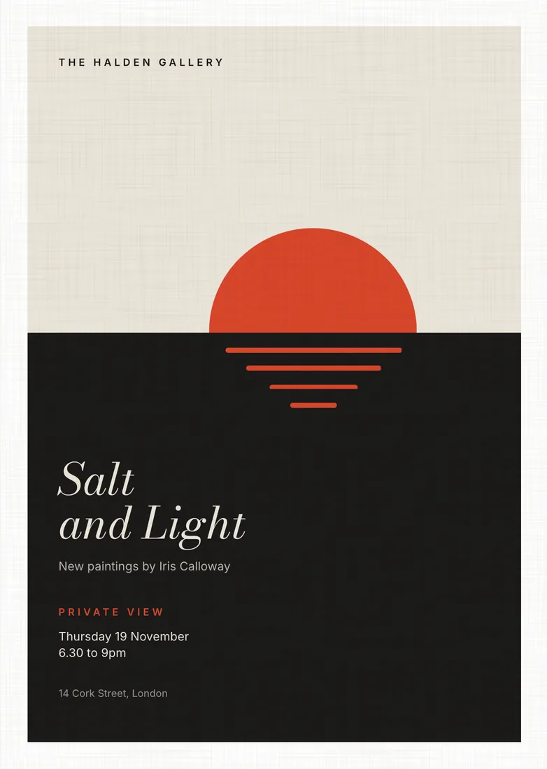 Its cover: “Salt and Light”, a private view of new paintings by Iris Calloway.
