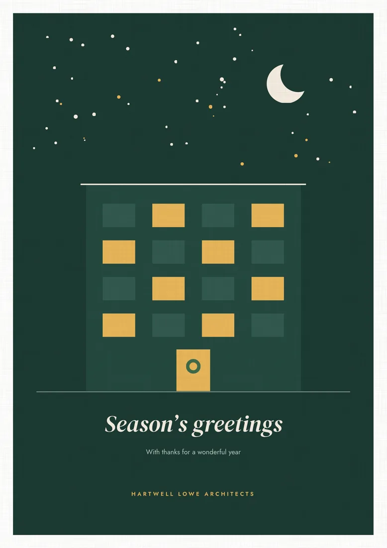 Its cover: “Season’s greetings” under a starry night, with the windows of a house lit gold.
