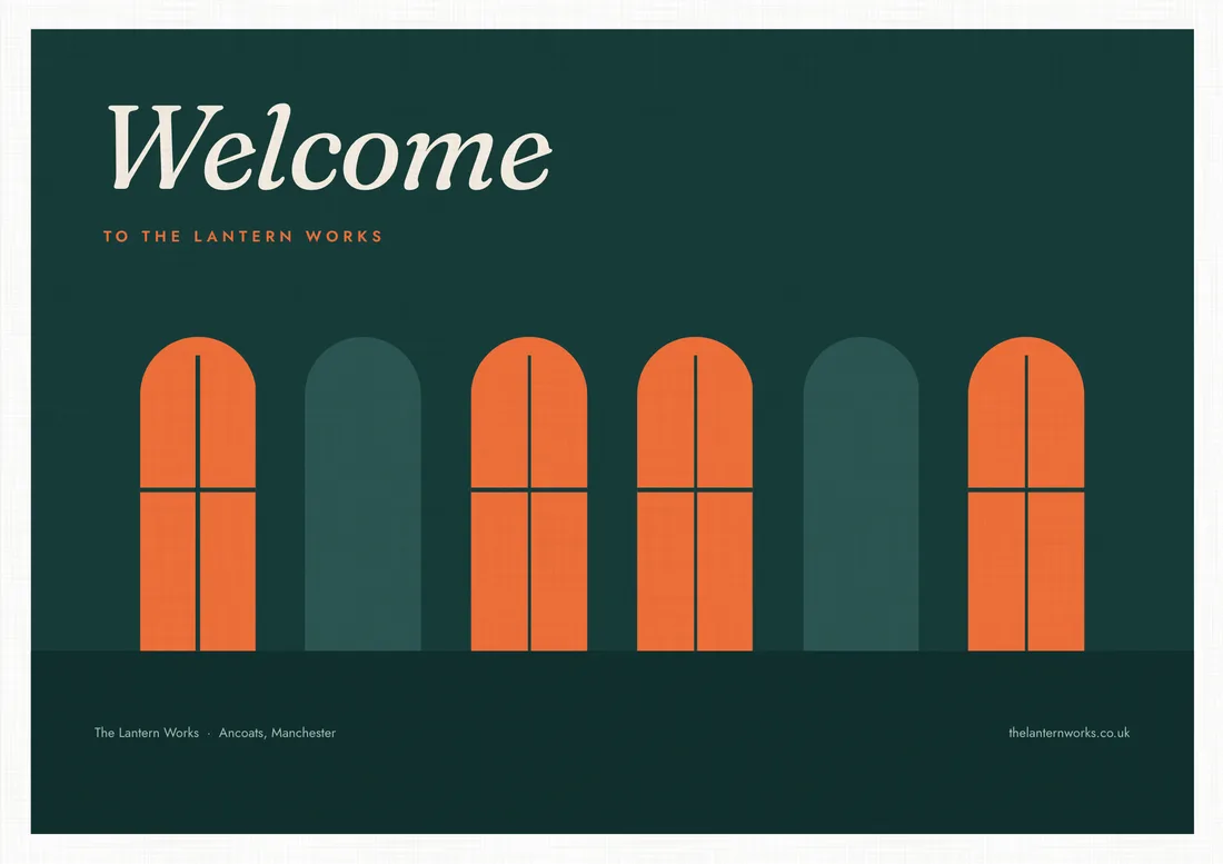 Its cover: “Welcome to the Lantern Works” over a row of lit arched windows.